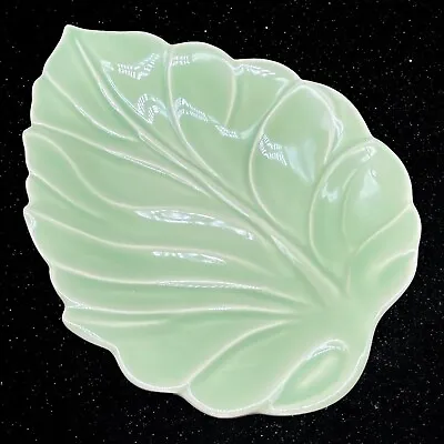 Royal Haeger GREEN Leaf Platter Plate Mid Century Modern 1.75”T 13”W • $72