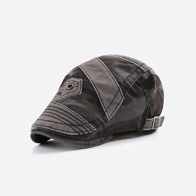 Cotton Camouflage Newsboy Cap Hat Gatsby Driving Flat Cabbie Mens • £12.99