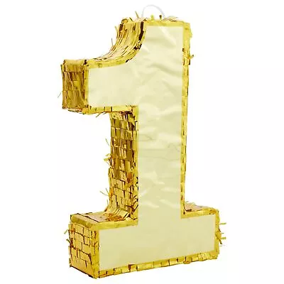 Mini Number 1 Pinata For Fourth Birthday Party Gold Foil 16 X 3 X 10 In • $18.99