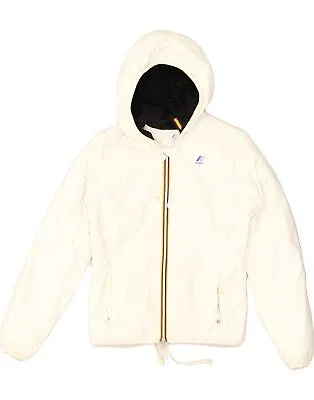K-WAY Womens Hooded Padded Jacket US 8 Medium White Polyester AD12 • $33.08