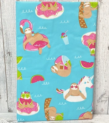 $17.45 • Buy Summer Fun 60 Round Vinyl Tablecloth Flannel Backed Tropical Sloth Pool Floats