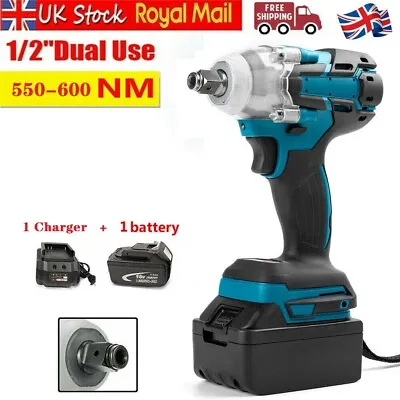 18V Cordless Impact Wrench For Makita Brushless 1/2'' Li-ion Driver With Battery • £45.99