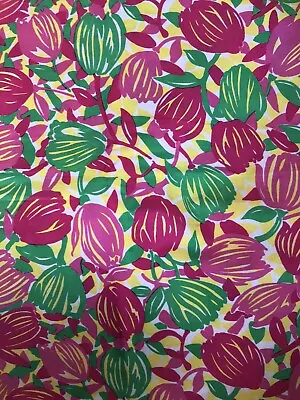 Vtg New 1996 LILLY PULITZER Fabric Pink Green Yellow Tulips Floral  2 Yds X 42” • $129.99