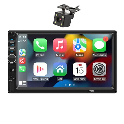 Double Din Car Stereo Touch Screen Bluetooth FM Radio Carplay Android Auto W/Cam • $74.60