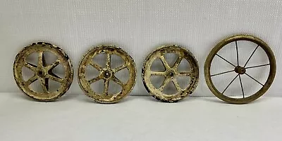 (4) Vintage Hard Rubber Wagon Buggy Wheels Toy Antique Spokes 6” & 7” • $29.95