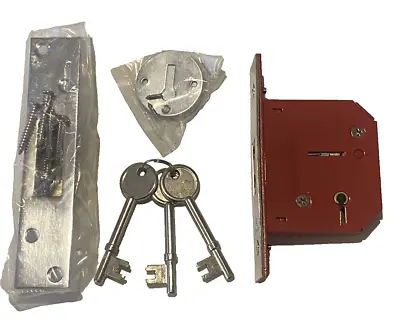 5 Lever - 63mm - Dead Lock - Nickel Plated - 3 Keys And Fixings • £9