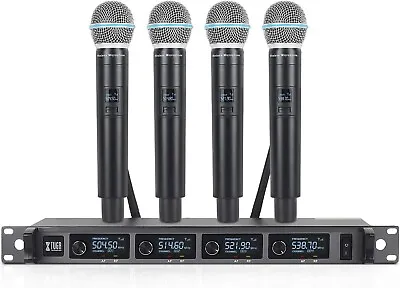 XTUGA 4-Channel UHF Wireless Microphone System With 4 Handheld Microphones • £89.99