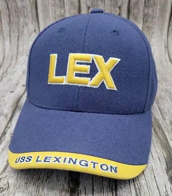 Vintage USS Lexington Museum Hat Cap Strap Back Navy Blue Corpus Christi Texas • $12.99