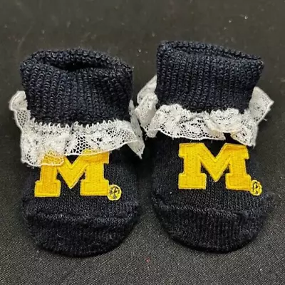 Aggies Michigan Wolverines Newborn Baby Girl Lace Newborn Baby Booties Socks New • $7.89