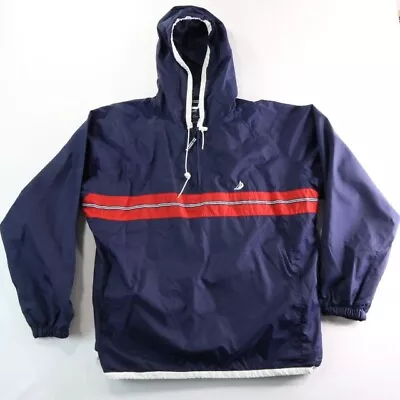 Cuffy's Cape Cod Jacket Mens Extra Large Blue 1/4 Zip Hooded Sailboat • $16.95