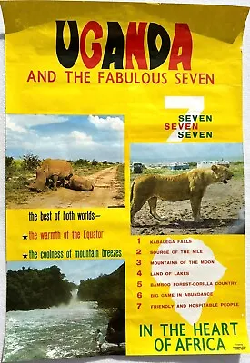 Vintage Original 1970's Uganda And The Fabulous Seven Travel Poster - 20.5 X 30  • $89