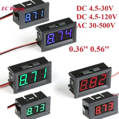 Mini Digital Voltmeter DC 4.5V To 30V Voltage Meter For 6V 12V 24V 0.56'' 0.36'' • $4.11