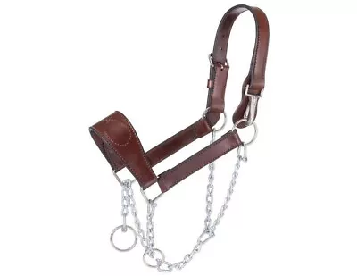 Tough 1 Western Halter Leather Mule Draw Chain Brown 44-2050 • $79.83