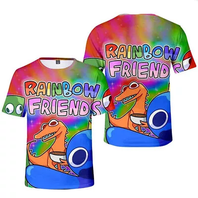 Rainbow Friends Tie Dye T-Shirt Kids Boys Girls Short Sleeve Shirts Summer Tops • £10.81