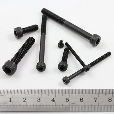 M6 X 8mm -130mm GRADE 12.9 STEEL HEX SOCKET ALLEN CAP HEAD BLACK MACHINE SCREWS • £1.90