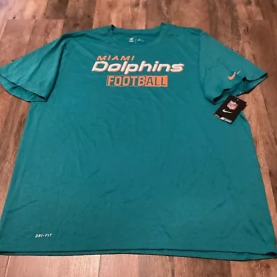 New Miami Dolphins Shirt Mens Aqua NFL Short Sleeve Nike Football Dri Fit Sz 2XL • $29.99