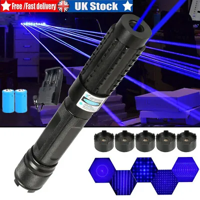 6 In1 Strong Blue Beam Laser Pointer Pen USB Rechargeable Lazer  Light • £47.99