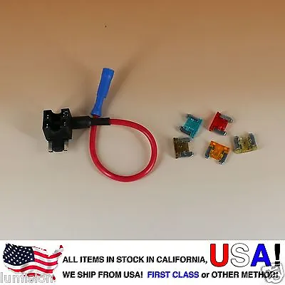 Add-a-circuit Blade Style Atm Low Profile Mini Fuse Holder Fuse Tap + Fuses • $6.99