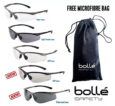 £2.99 • Buy BOLLE CONTOUR Safety Glasses Clear Smoke ESP Lens Anti-Fog Anti-Scratch FREE Bag
