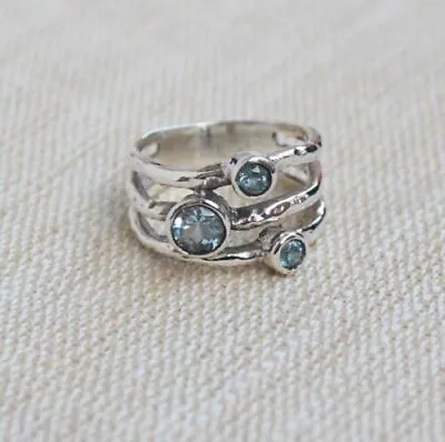 $2.99 • Buy Beautiful Solid 925 Silver Handmade Blue Topaz Stone Statement Ring All Size M01