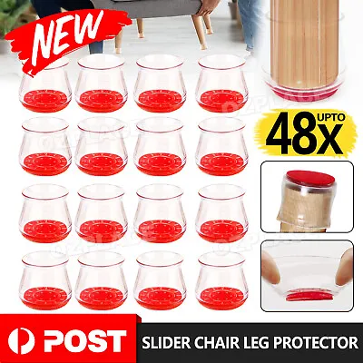 $14.95 • Buy 48pcs Ruby Slider Chair Leg Protector For Hardwood Floors Fits All Shape Chair
