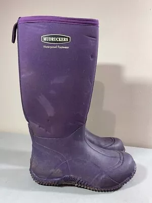 Mudruckers Women's Purple Pull On Mid Calf Waterproof Boots Size 7 • $26.57