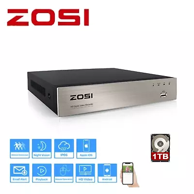 ZOSI 8 Channel H.265 5MP Lite DVR With Hard Drive 1TB For Security Camera System • $109.99