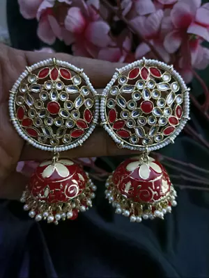 Bollywood Indian Jhumki Meenakari Earrings Kundan Earrings Kundan Jhumki • $21.99