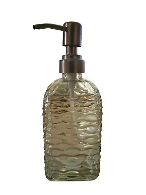 Stylish Hand Wash Dispenser Bathroom 350ml Glass Lotion Pump Bottle • £4