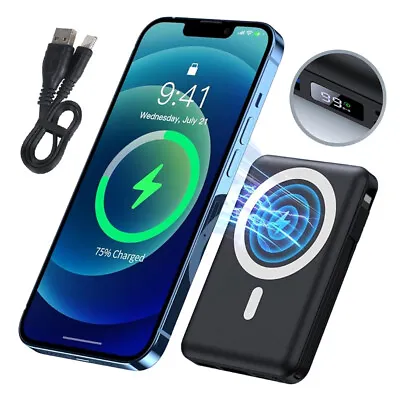 Magnetic Bank Power Wireless Battery Charger For IPhone 14 13 15Pro Max 10000mAh • £18.90