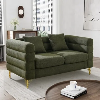 Mid-Century Large Velvet 2-Seater Sofa Upholstered Chesterfield Style Couch • $319.99