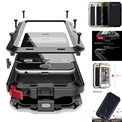 For IPhone 7 8 6s Plus SE Case Metal Shockproof Aluminium Heavy Duty Glass Cover • $20.89