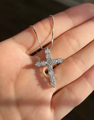 925 Sterling Silver Cz Cross Necklace Cross Pendant  Women's • $12.99