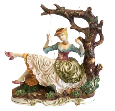 Capodimonte Porcelain Figure Lady On Swing Swinging Large Hand Painted Charity • £89.99