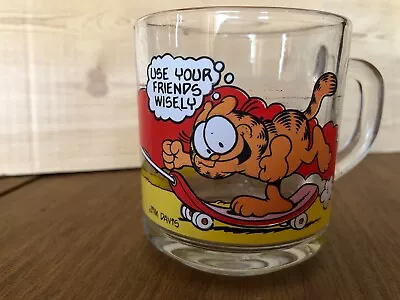 McDonald's Garfield Glass Mug 1976 Jim Davis  Use Your Friends Wisely  • $3.99