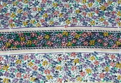 1/2 Yd Vintage Floral Stripe Daisy Pansy Cotton Quilt Fabric BTHY  • $3.44