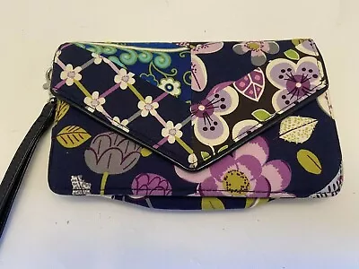 Vera Bradley Large Wallet Wristlet Magnetic Closure Multipattern Blue & Purple • $10