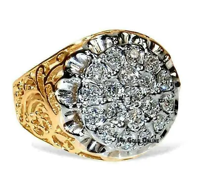 2 CT Round Men's Kentucky Cluster Simulated Diamond Ring 14k Yellow Gold Plated. • $189