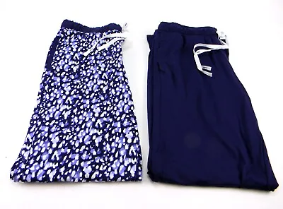 £13.65 • Buy DKNY 2-Pack Elastic Waist Brushed Jersey PJ Pants W/Pockets Size S Navy Blue