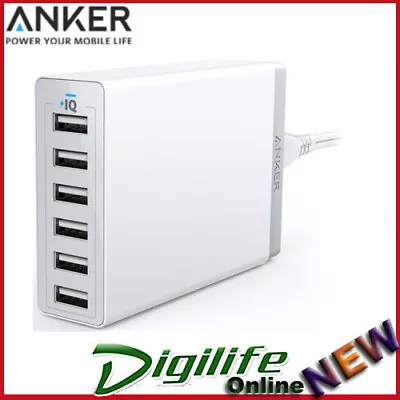 $55 • Buy Anker PowerPort 60W 6 Port USB Desktop Wall Charger White