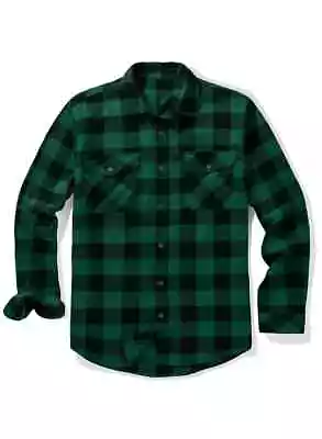 Mens Long Sleeve Casual Plaid Flannel Shirt Cotton Checked 4 Colours • £10.79