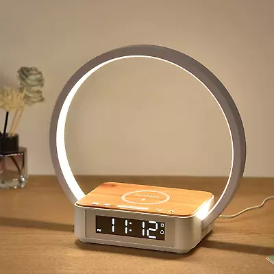 Touch Control Bedside Lamp With Wireless Charger|LED Desk Lamp With Alarm Clock • $69.34