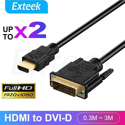 HDMI To DVI-D 24+1 Pin Male Cable AV Full HD PC LCD PS3 XBOX HDTV 0.3M ~ 3M • $4.95