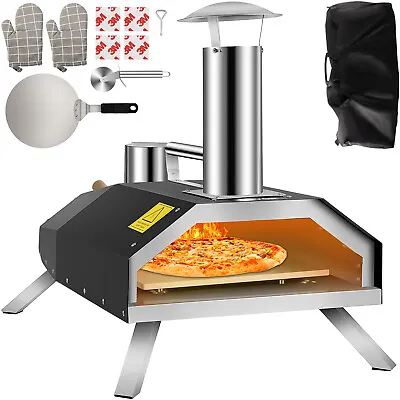 12  Pizza Oven Wood Fired Pellet Portable Tabletop BBQ Smoker Outdoor Garden • £109.19