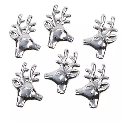 Factory Direct Craft Miniature Silver Deer Head Ornaments | 18 Pieces • $13.20