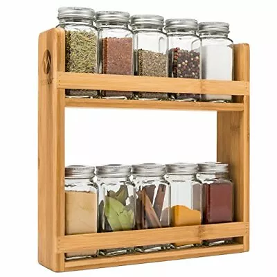 Bamboo Wood Spice Rack Wall Mount Wall Spice Rack Wooden Spice Rack Spice She... • $28.72