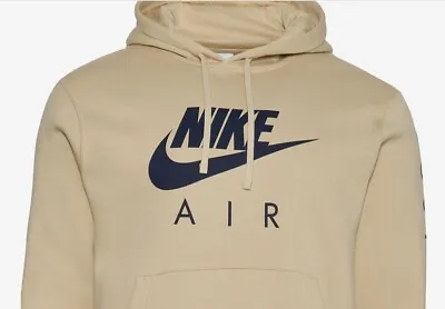 Nike Air JDI Rattan Fleece Hoodie Tan Navy Logo Men’s New With Tags Size Medium • $48