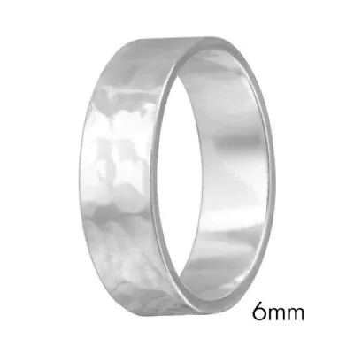 Size 10 Sterling Silver 925 Hammered Flat Mens Wedding Band 6mm 4. (wcp014495) • $13.49