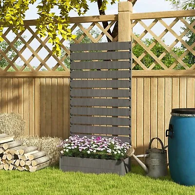Raised Garden Bed With Trellis Standing Patio Garden Planter Box Dark Grey • £111.95