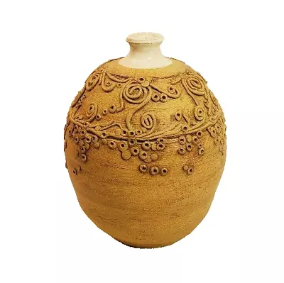 Vintage Signed Mid-Century Modern Pottery Earth Tone Vase Jug 6 1/2  Tall • $29.95